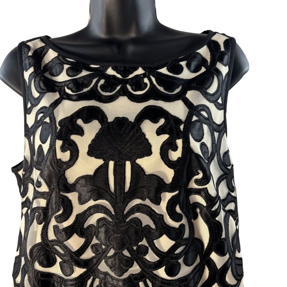 Vince Camuto Sleeveless Dress, Velvet Textured Pattern, Back Zipper Closure 14 - Picture 2 of 14